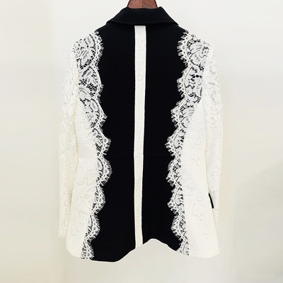 BA2225 Long Sleeve Clothing Luxurious Black Suit Jacket with Lace Office Coat for Formal Women's Outfit in Natural Color
