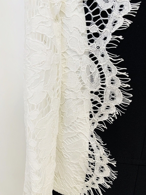 BA2225 Long Sleeve Clothing Luxurious Black Suit Jacket with Lace Office Coat for Formal Women's Outfit in Natural Color
