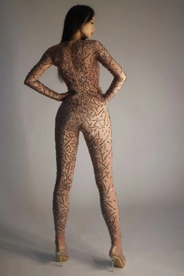 AD1740 Women's Fashion Birthday Jumpsuit Sexy Diamond Shimmer Tight Fit 1 Piece Minimum Order Smart Tracking Supported