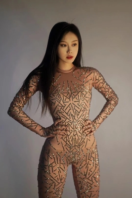 AD1740 Women's Fashion Birthday Jumpsuit Sexy Diamond Shimmer Tight Fit 1 Piece Minimum Order Smart Tracking Supported