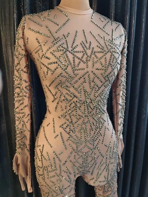 AD1740 Women's Fashion Birthday Jumpsuit Sexy Diamond Shimmer Tight Fit 1 Piece Minimum Order Smart Tracking Supported