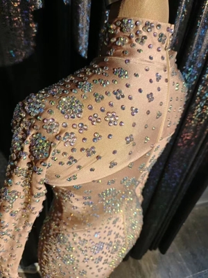 AD1739 Women's Tight Jumpsuit with Water Drill Embellishments The Ultimate Party and Nightclub Outfit