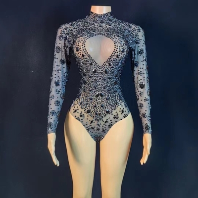 AD1870 Handmade Crystal Tight-fitting Bodysuit Ideal for Dance Performances and Parties
