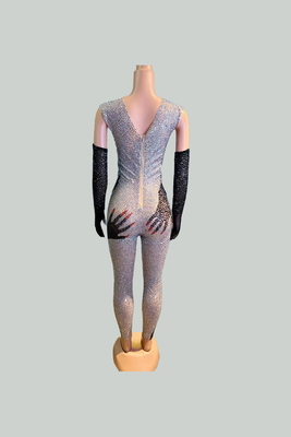 Breathable and Fashionable AD1745 Women's Latest Nightclub Outfit Elegant Pearl-embellished Jumpsuit for a Stylish Night Out