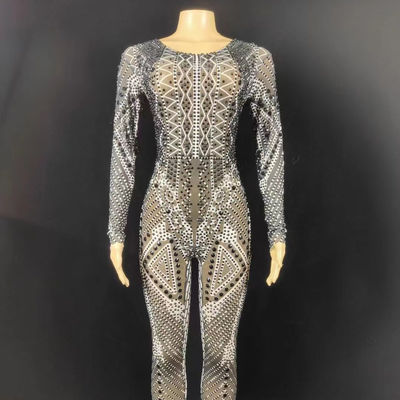 AD1677 Luxury Handmade Women's Fashion Clothing Trendy Lady Rhinestone Jumpsuit Perfect for Customer Requirements