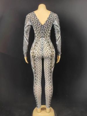 AD1677 Luxury Handmade Women's Fashion Clothing Trendy Lady Rhinestone Jumpsuit Perfect for Customer Requirements