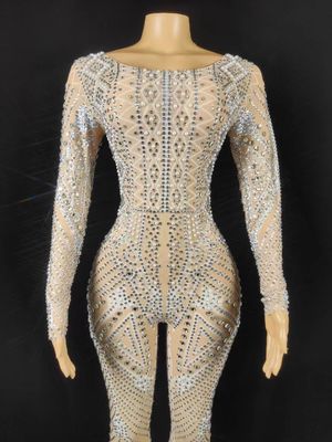 AD1677 Luxury Handmade Women's Fashion Clothing Trendy Lady Rhinestone Jumpsuit Perfect for Customer Requirements