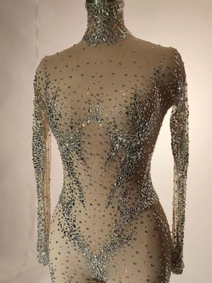 AD1714 Women's Mesh Fabric Jumpsuit Luxury Bodysuit for Sexy Women's Clothing 1 Piece Minimum Order Customizable