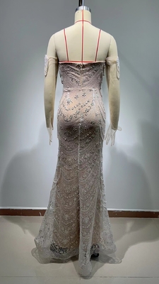 300g Fabric Weight ED2606 Luxurious Strapless Rhinestone Evening Gown with Pearl and Train for Women's Dance Party Dress