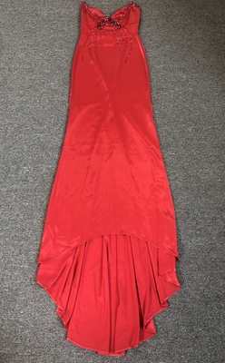 Natural Waistline ED2721 Red Floor-Length Crystal Mermaid Evening Dress for Formal Occasions