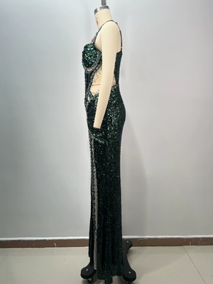 ED2719 Luxury Crystal Shimmer Green Diamond Sexy Tight Dance Party Dress with Customizable Logo and Graphics