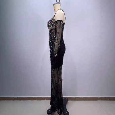 ED2716 Customizable Logo and Design Fashionable and Sophisticated Crystal Mesh Evening Dress for Birthdays and Parties