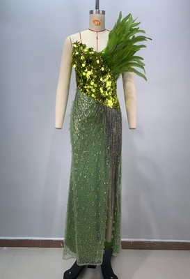 Stylish Women's Long Fringed Sequin Evening Dress with Elegant Design Flowing Tassels and Water Diamonds