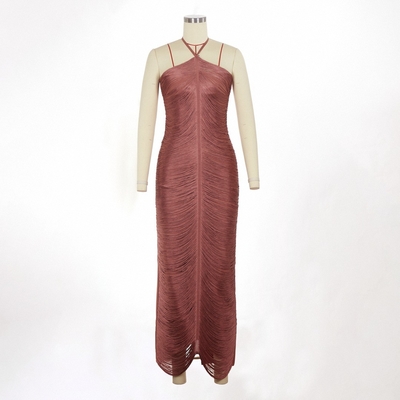 SB3377 Kimshein Fashion Dress Fringed Backless Design for Women's Party and Evening Events Eco-friendly Material