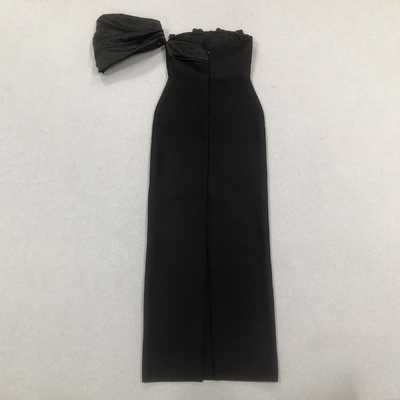 SB3376 Elegant Black Crystal Flower Maxi Dress Slim Fit and Strapless Design with Ultra Thin Size Description