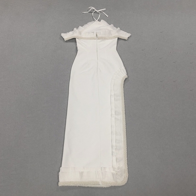 Backless Halter Sleeveless Women's Long Evening Dress with Pleated Hem and Beaded Bandage Skirt SB3369 Customizable