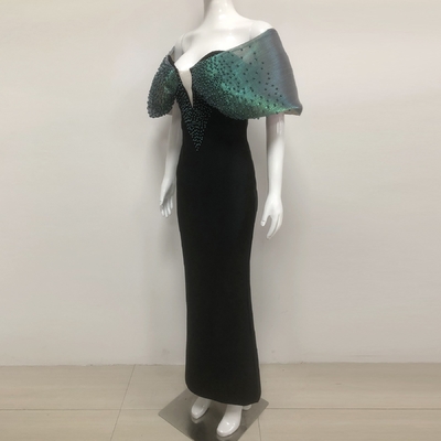 SB3371 Kimshein End Fashion Off-Shoulder Dress with Pearl Embellishments Built-in Bra and Customizable Logo Position