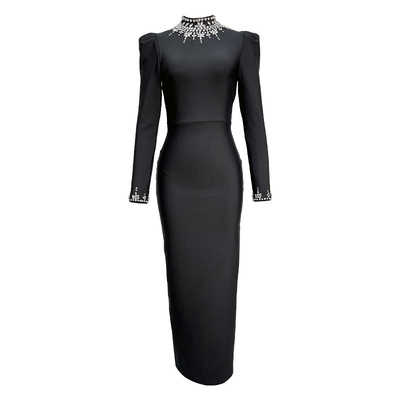 LS2630 Women's LS2630 Luxury Evening Party Dress with Rhinestone Long Dress Bandage Dress in Exquisite Craftsmanship