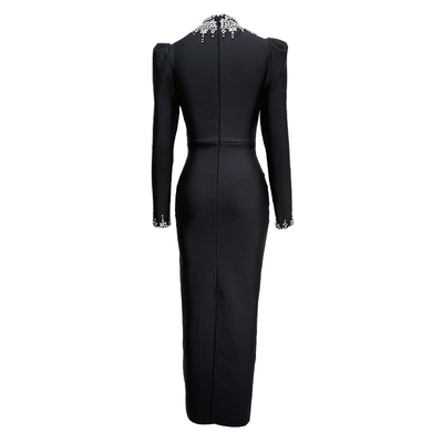 LS2630 Women's LS2630 Luxury Evening Party Dress with Rhinestone Long Dress Bandage Dress in Exquisite Craftsmanship