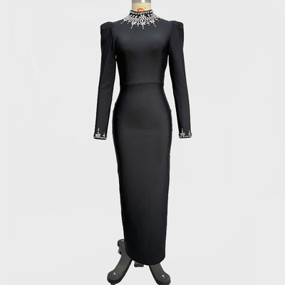 LS2630 Women's LS2630 Luxury Evening Party Dress with Rhinestone Long Dress Bandage Dress in Exquisite Craftsmanship