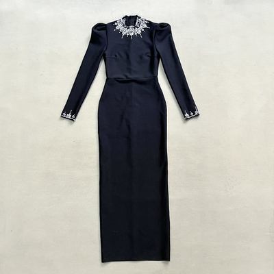 LS2630 Women's LS2630 Luxury Evening Party Dress with Rhinestone Long Dress Bandage Dress in Exquisite Craftsmanship