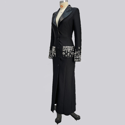 7 Days Fast Sample LS2629 Elegant Long Sleeve Party Birthday Dress Fashion V-Neck Bandage Dress with Luxurious Crystals