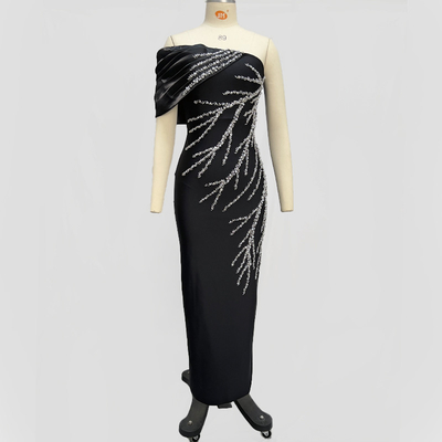Other SB3367 Beaded Birthday Bodycon Bandage Cocktail Elegant Pearl Dress Lady Elegant Party Dress with Collar Polyester