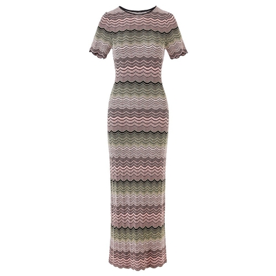 7-Day Fast Sampling KD2357 Summer O-Neck Striped Knit Dress for Women Elegant and Slim-Fit Short-Sleeved Long Dress