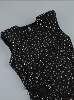 SB3372 Women's Summer Sleeveless Rhinestone Mesh Maxi Dress Perfect for Sexy Party in Plus Size