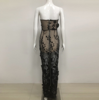600 SB3370 Kimshein Fashionable Strapless Long Sexy Evening Dress Sleeveless Lace Dress Perfect for Special Occasions