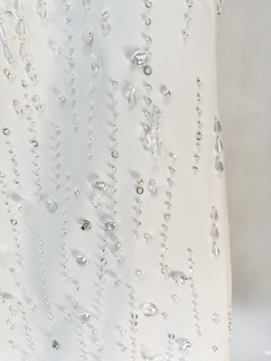 Summer Luxury and Glamour Pure Color Pattern SB3362 Women's Formal White Beaded Dress with Shimmering Crystal Mini Dress