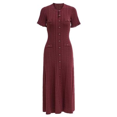 7 Days Fast Sampling Intelligent Tracking Supported KD2354 Kimshein Summer O-neck Women's Knitted Short Sleeve Long Dress