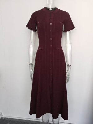 7 Days Fast Sampling Intelligent Tracking Supported KD2354 Kimshein Summer O-neck Women's Knitted Short Sleeve Long Dress