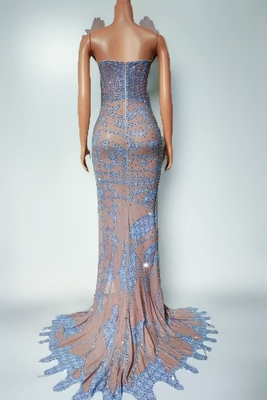 AD2530 end Women's Fashion Strapless Dress Crystal Sleeveless Birthday Party Dress with Straight Hem and No Lining