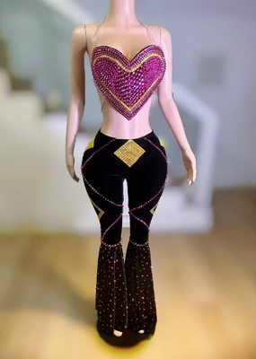 AD2538 Luxury Diamond Crystal 2-Piece Sexy Backless Unique Heart-Shaped Women's Pants Set Supports Intelligent Tracking