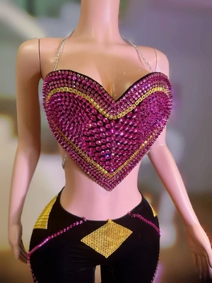 AD2538 Luxury Diamond Crystal 2-Piece Sexy Backless Unique Heart-Shaped Women's Pants Set Supports Intelligent Tracking