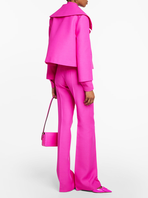 SR2344 Pink Spring Suit Women's Long Sleeve High Waist Solid Suit Jacket and Pants Suit Lapel Suit for Combination Suit