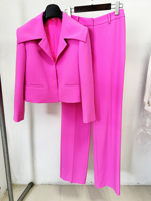 SR2344 Pink Spring Suit Women's Long Sleeve High Waist Solid Suit Jacket and Pants Suit Lapel Suit for Combination Suit