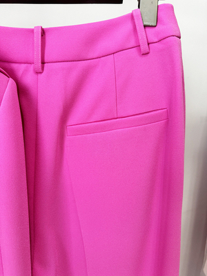 SR2344 Pink Spring Suit Women's Long Sleeve High Waist Solid Suit Jacket and Pants Suit Lapel Suit for Combination Suit