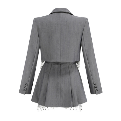 SR2348 Luxurious Spring and Autumn Jacket for Women Office Wear Two-Piece Set Polyester Cotton Fabric 400g Weight