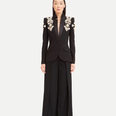 Crystal Suit Formal Business Suit SR2341 Black Luxury Fashion Suit Pants Women's Two-Piece Set Made in Guangdong