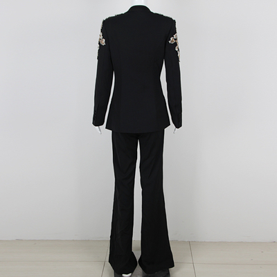 Crystal Suit Formal Business Suit SR2341 Black Luxury Fashion Suit Pants Women's Two-Piece Set Made in Guangdong