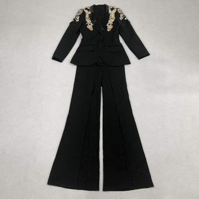 Crystal Suit Formal Business Suit SR2341 Black Luxury Fashion Suit Pants Women's Two-Piece Set Made in Guangdong