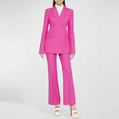 Formal Style SR2280 Pink Women Business Office Suit Pants Formal Suit Jacket Two-Piece Set for Work Business Attire