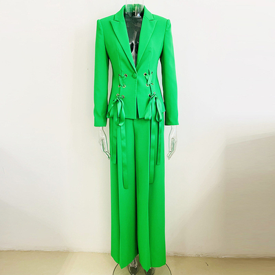 SR2286 Women's Two-Piece Set V-Neck Long Sleeve Sport Jacket and Pants for Formal Spring Outfit