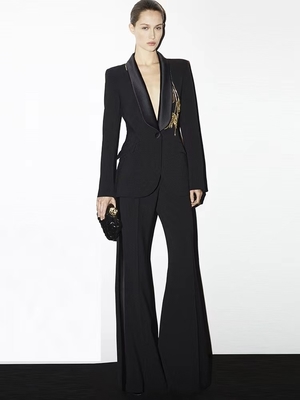 Fashionable Women's Long Bead Elegant Pants Suit Made of Polyester and Cotton Custom Logo SR2285 Kimshein
