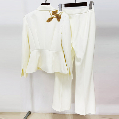 Fashionable Women's Long Bead Elegant Pants Suit Made of Polyester and Cotton Custom Logo SR2285 Kimshein