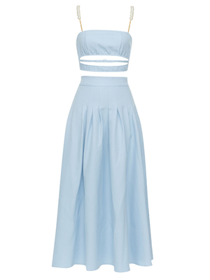 SS2324 Summer Fashion Dress Set Sexy Pearl Strap Top and Elegant Skirt Two-Piece Set for Women Made in Guangdong