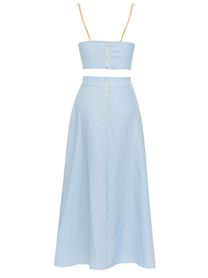 SS2324 Summer Fashion Dress Set Sexy Pearl Strap Top and Elegant Skirt Two-Piece Set for Women Made in Guangdong