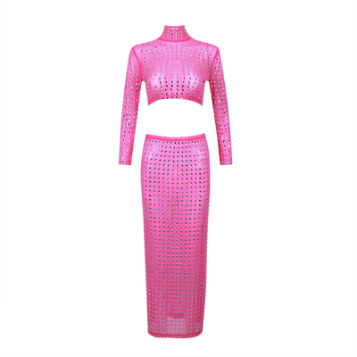 SS2302 Kimshein Fashion Crystal Ball Gown Set for Women Slim Fit Long Pants Party Dress Two-Piece Formal Wear Evening Gown